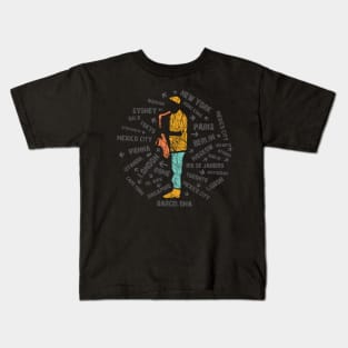 World Jazz Cities With Saxophone Musician Kids T-Shirt